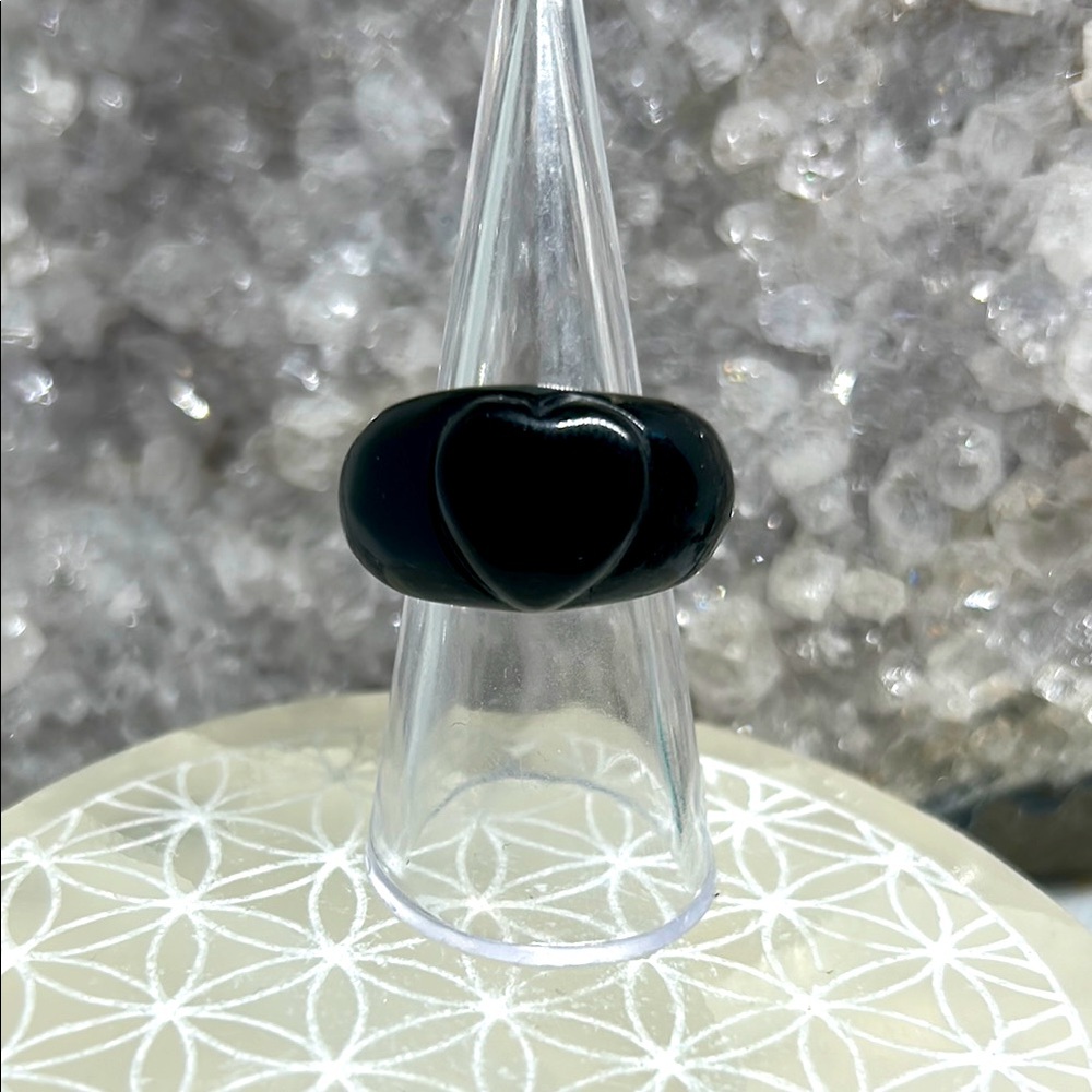 Black Obsidian Heart Ring